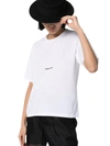 Saint Laurent Women Basic White T-shirt With Miiddle Logo Print In Cotton Woman In White
