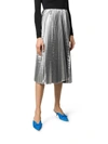 Balenciaga Metallic Pleated Wool Blend Midi Skirt In Metallic
