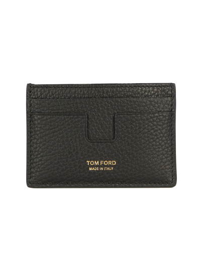 Tom Ford Pebbled Leather Card Holder In Black