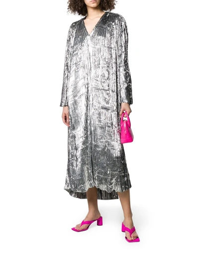 Balenciaga Pleated Metallic Dress