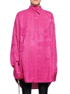 Balenciaga Oversized Polka-dot Satin-jacquard Shirt In Pink & Purple