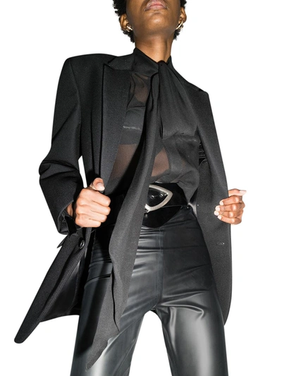 Saint Laurent Pussy-bow Silk Blouse In Black