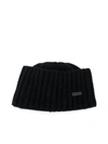 Saint Laurent Logo Plaque Cashmere Beanie In Black