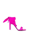 Attico Wraparound Ankle Tie Sandals In Pink & Purple