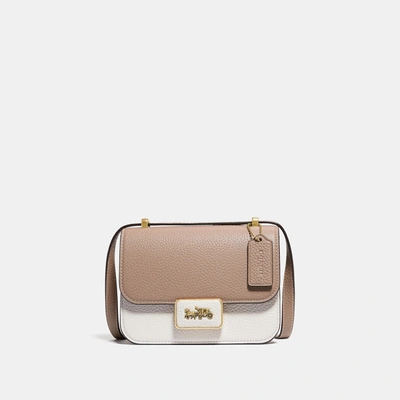 Coach Alie 18 Colorblock Leather Shoulder Bag In Taupe Multi