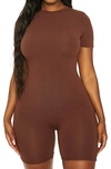 Naked Wardrobe X Mama Malika Short Sleeve Romper In Brown