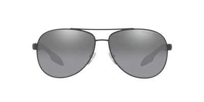 Prada Black Polarised Aviator-style Sunglasses In Grey