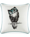 HIPSTYLE HIPSTYLE OWLFRED 20" SQUARE OWL EMBROIDERED DECORATIVE PILLOW