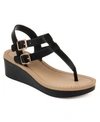 JOURNEE COLLECTION WOMEN'S BIANCA DOUBLE BUCKLE PLATFORM WEDGE SANDALS