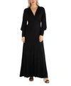 24seven Comfort Apparel Women's Cap Sleeve V-neck Maxi Dress In Black
