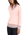 TOMMY HILFIGER LAYERED-LOOK COTTON SWEATER, CREATED FOR MACY'S