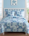 Vcny Home Patchwork Sea Life Reversible 3-pc. King Quilt Set In Blue
