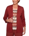 ALFRED DUNNER PETITE CEDAR CANYON LAYERED-LOOK POINTELLE SWEATER