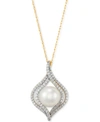HONORA CULTURED FRESHWATER PEARL (8MM) & DIAMOND (1/4 CT. T.W.) 18" PENDANT NECKLACE IN 14K YELLOW, WHITE O