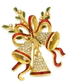 Charter Club Gold-tone Crystal & Imitation Pearl Triple Bell Pin, Created For Macy's In Gold