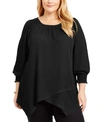 NY COLLECTION PLUS SIZE SMOCKED-CUFF BLOUSE