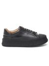 Jil Sander Black Vulcanized Sneakers In Black