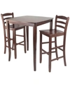 WINSOME 3-PIECE INGLEWOOD HIGH/PUB DINING TABLE WITH LADDER BACK STOOL