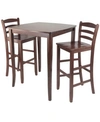 Winsome 3-piece Inglewood High/pub Dining Table With Ladder Back Stool In Brown