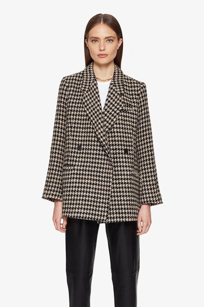 Anine Bing Kaia Blazer In Houndstooth In Nude