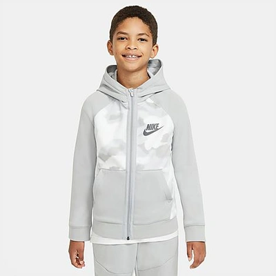 Nike Kids'  Boys' Sportswear Club Fleece Camo Full-zip Hoodie In Grey