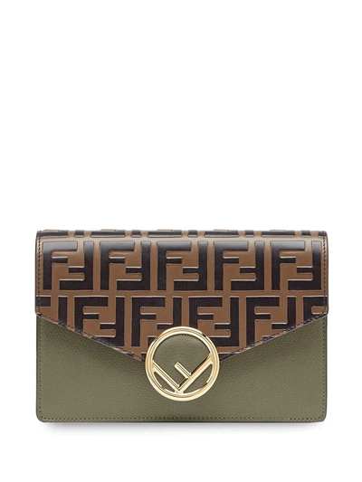 Fendi Zucca Pattern Wallet On Chain In Green