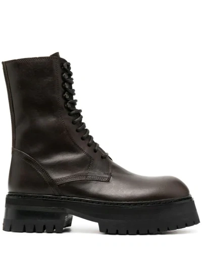 Ann Demeulemeester Leather Lace-up Boots In Black
