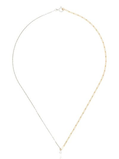 Yvonne Léon Collier Solitaire 18ct Yellow Gold, 18ct White Gold And 0.10ct Diamond Necklace