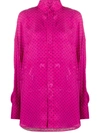 Balenciaga Oversized Polka-dot Satin-jacquard Shirt In Pink
