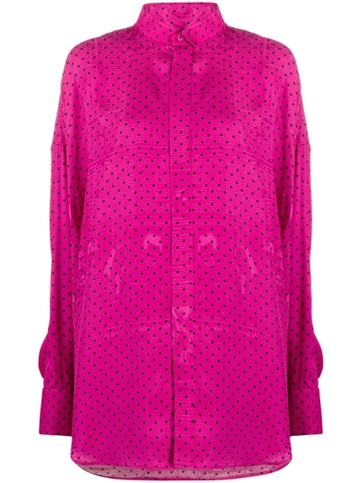 Balenciaga Oversized Polka-dot Satin-jacquard Shirt In Pink