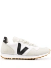 Veja Mixed Leather Trainer Sneakers In White Fabric