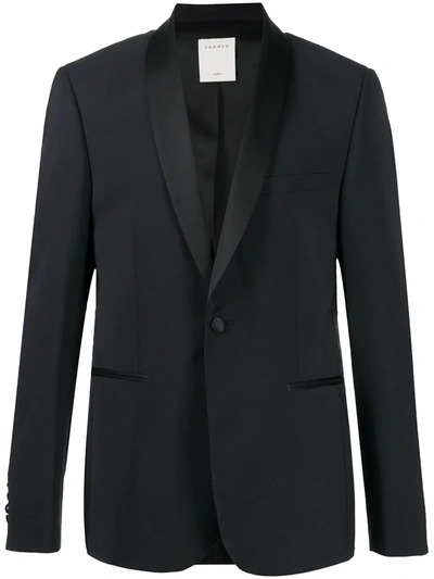 Sandro Croise Double Breasted Button Front Tailored Fit Suit Jacket In Black