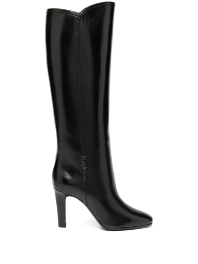 Saint Laurent Jane Leather Knee-high Boot In Brown