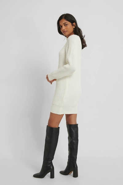 Na-kd Long High Neck Knitted Sweater - White