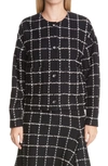 ST JOHN EYELASH WINDOWPANE KNIT JACKET,K6110L3