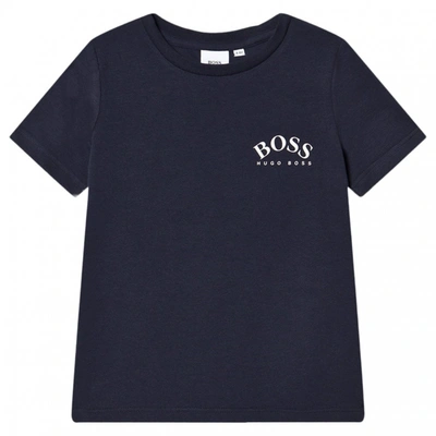 Hugo Boss Kids' Navy Boss T-shirt In Black