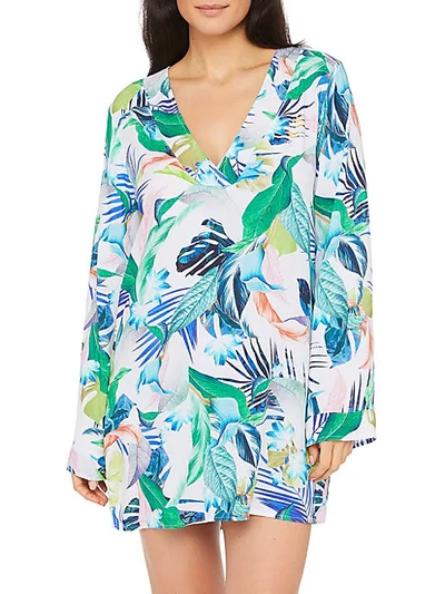 La Blanca Plus Size In The Moment Printed Tunic Cover-up Women's Swimsuit In Multi