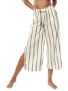 RED CARTER STRIPED WIDE-LEG CROPPED PANTS,0400012741036