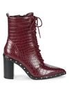 Charles By Charles David Duffy Embossed Croc Design Heeled Ankle Booties