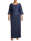 JS COLLECTIONS PLUS FLORAL LACE-TOP PEPLUM GOWN,0400012371709