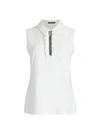 TOMMY HILFIGER RUFFLED HALF-ZIP SLEEVELESS SHIRT,0400012722551