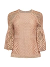BURBERRY BELL-SLEEVE LACE TOP,0400012555743