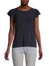 TOMMY HILFIGER POLKA DOT BUTTON-SHOULDER TOP,0400012799710