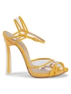 CASADEI CLEAR-STRAP & LEATHER STILETTO SANDALS,0400012324534