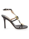 VALENTINO GARAVANI FLOWER LEATHER ANKLE-STRAP SANDALS,0400012540128