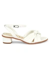 Sam Edelman Ingrid Leather Ankle Block-heel Sandals In White