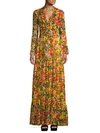 SALONI SILK GEORGETTE FLORAL LONG-SLEEVE MAXI DRESS,0400011052385