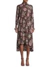 NANETTE LEPORE FLORAL HIGH-LOW SMOCKED DRESS,0400011566817