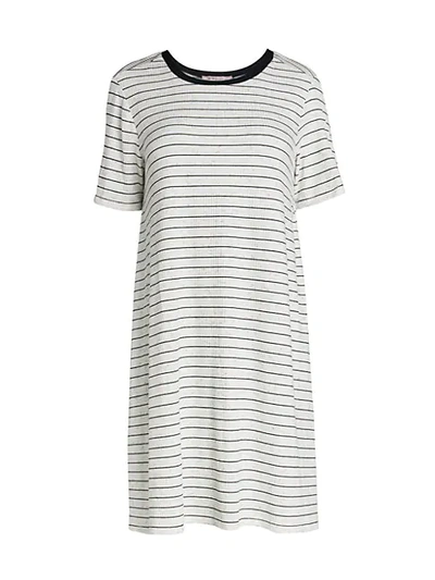 Bcbgeneration Striped A-line Day Dress In Optic White