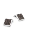 JOHN HARDY SMOKEY QUARTZ STERLING SILVER SQUARE CUFF LINKS,0400010434580